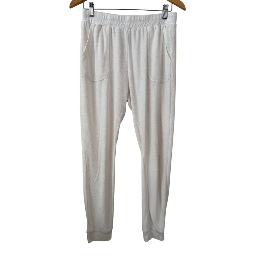 Allfenix Athleisure Comfy Casual High Rise White Joggers Sweatpants w/Pockets-M